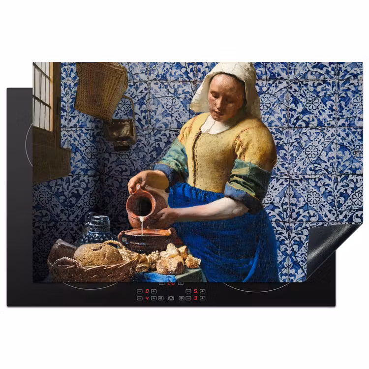 Melkmeisje - Delfts Blauw - Vermeer - Schilderij - Oude meesters Inductie beschermer vinyl 3mm klein -3d