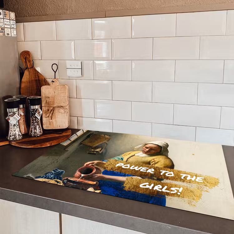 Melkmeisje - Goud - Quotes - Schilderij - Oude meesters Inductie beschermer vinyl 3mm klein -sfeer3