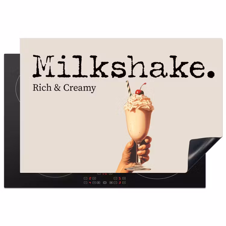 Milkshake - Kers - Rietje Inductie beschermer vinyl 3mm klein -3d