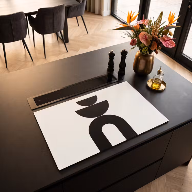 Induction Hob Cover - Minimalist - Art - White - Minimalistisch - Kunst - Wit Inductie beschermer vinyl 3mm klein