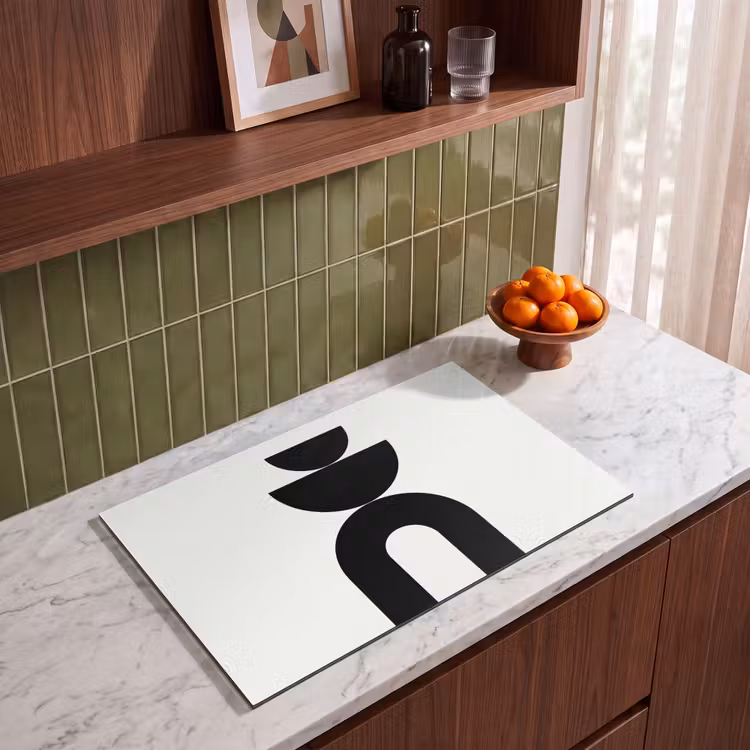 Induction Hob Cover - Minimalist - Art - White - Minimalistisch - Kunst - Wit Inductie beschermer vinyl 3mm klein