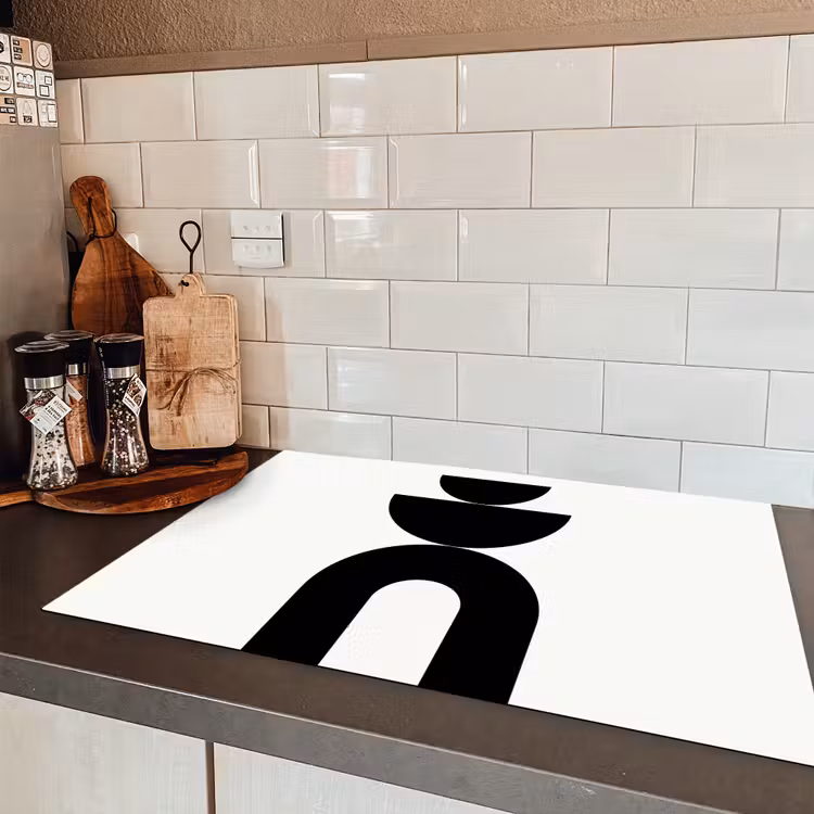 Induction Hob Cover - Minimalist - Art - White - Minimalistisch - Kunst - Wit Inductie beschermer vinyl 3mm klein