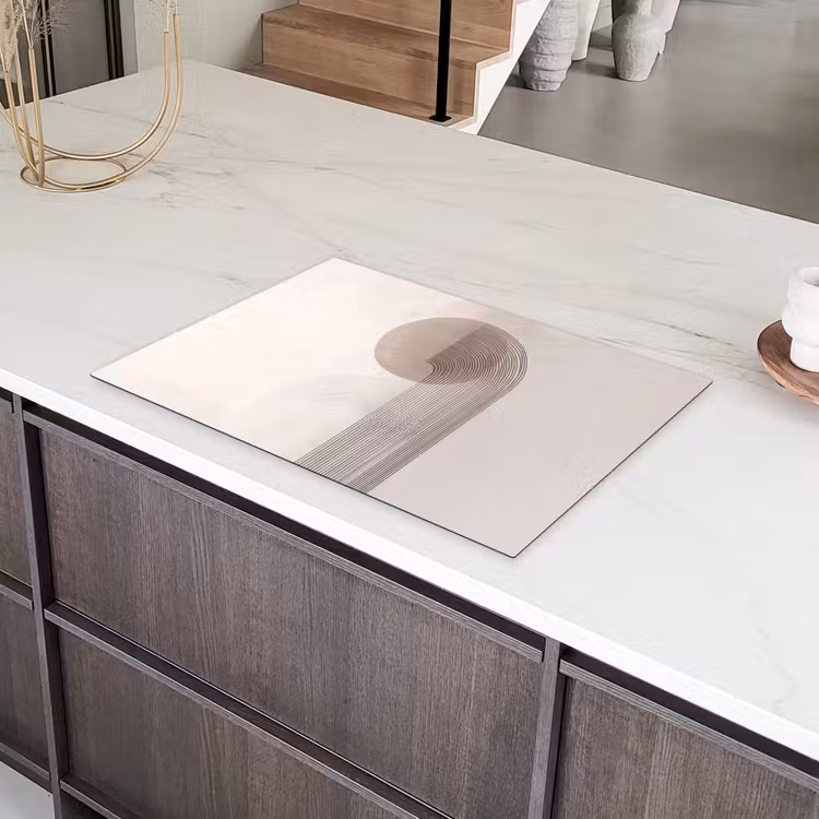 Minimalistisch - Cirkel - Lichtgrijs Inductie beschermer vinyl 3mm klein -sfeer8