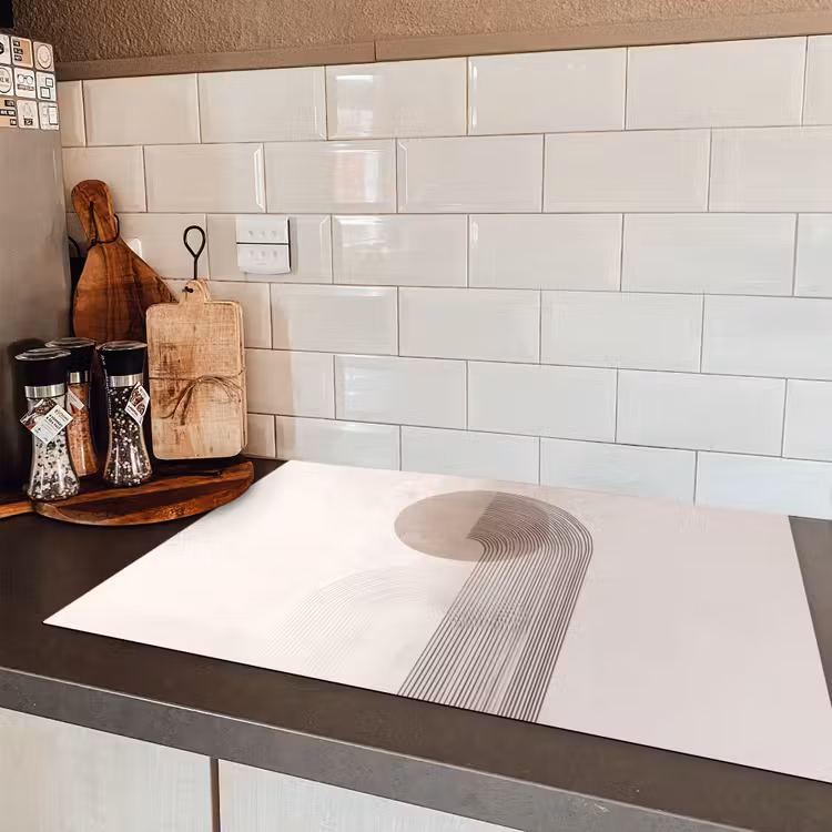 Minimalistisch - Cirkel - Lichtgrijs Inductie beschermer vinyl 3mm klein -sfeer3