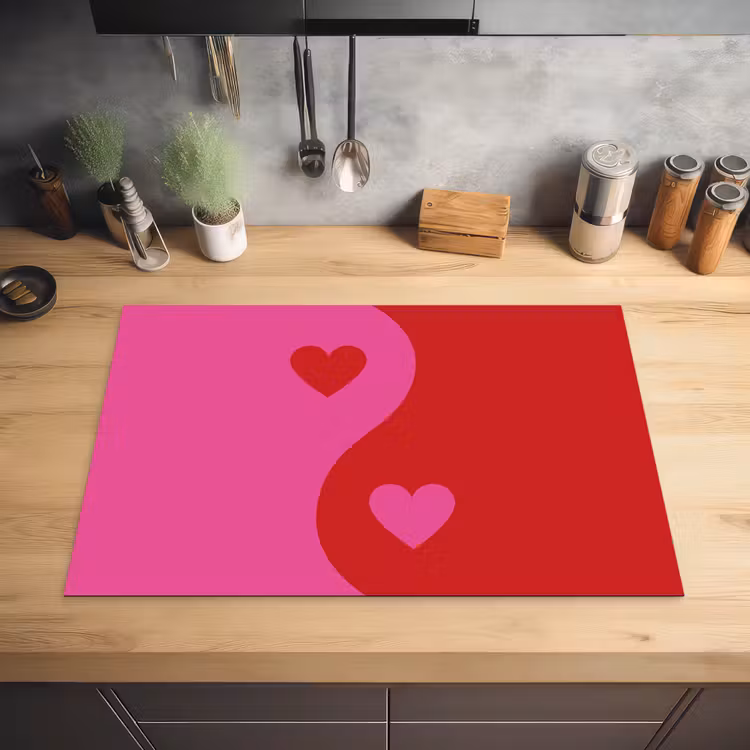 Minimalistisch - Rood - Roze - Hartjes Inductie beschermer vinyl 3mm klein -sfeer5