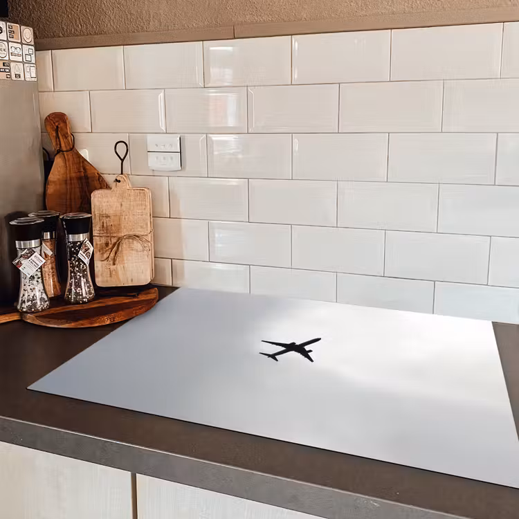 Minimalistisch - Silhouet - Zwart - Vliegtuig Inductie beschermer vinyl 3mm klein -sfeer3
