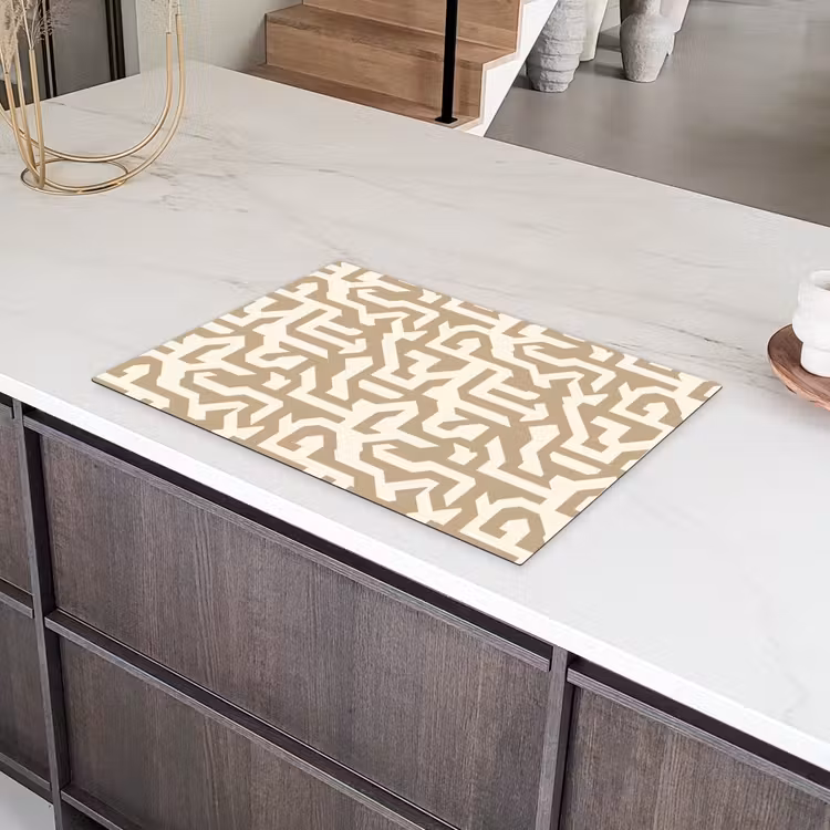 Modern - Abstract - Beige Inductie beschermer vinyl 3mm klein 276 -sfeer8