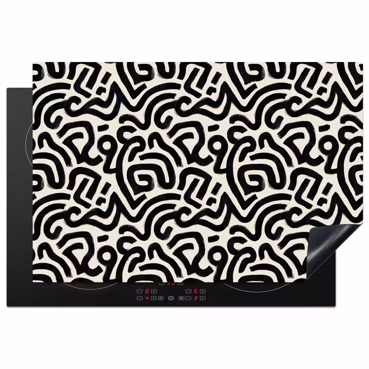 Modern - Abstract - Zwart Inductie beschermer vinyl 3mm klein 276 -3d