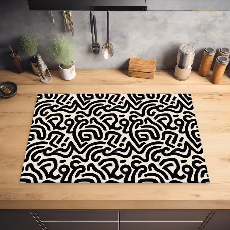 Modern - Abstract - Zwart Inductie beschermer vinyl 3mm klein 276 -sfeer5