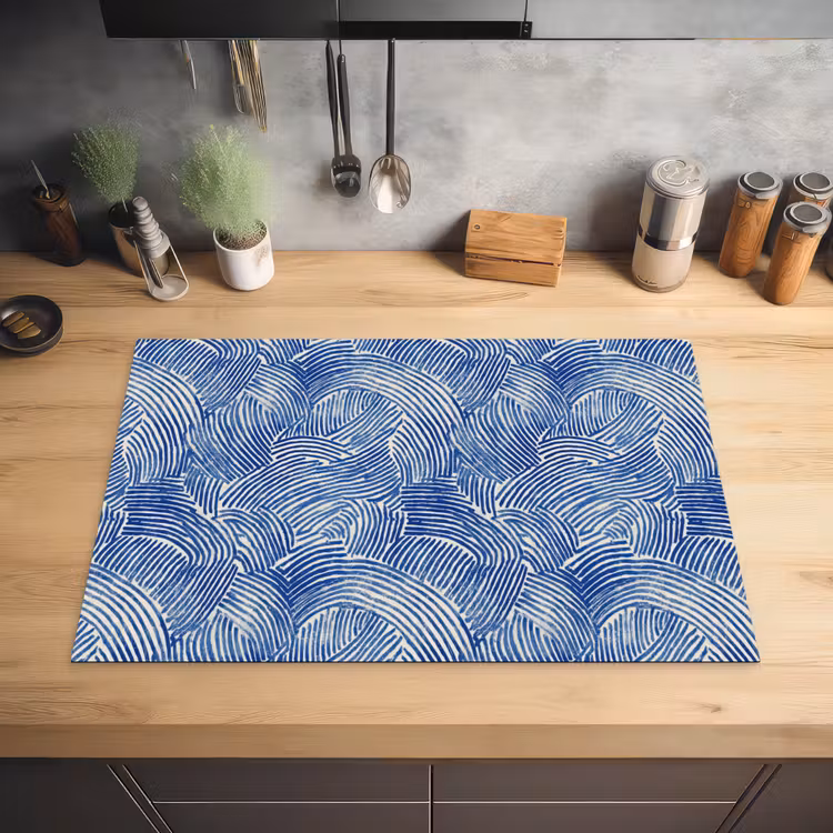 Modern - Abstract - Blauw Inductie beschermer vinyl 3mm klein 276 -sfeer5