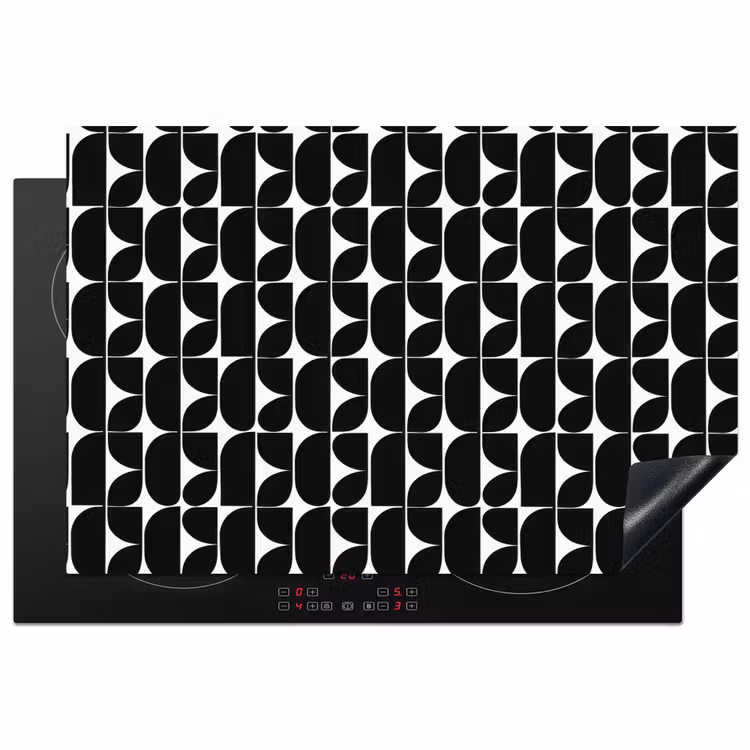 Modern - Geometrisch - Zwart Inductie beschermer vinyl 3mm klein 276 -3d