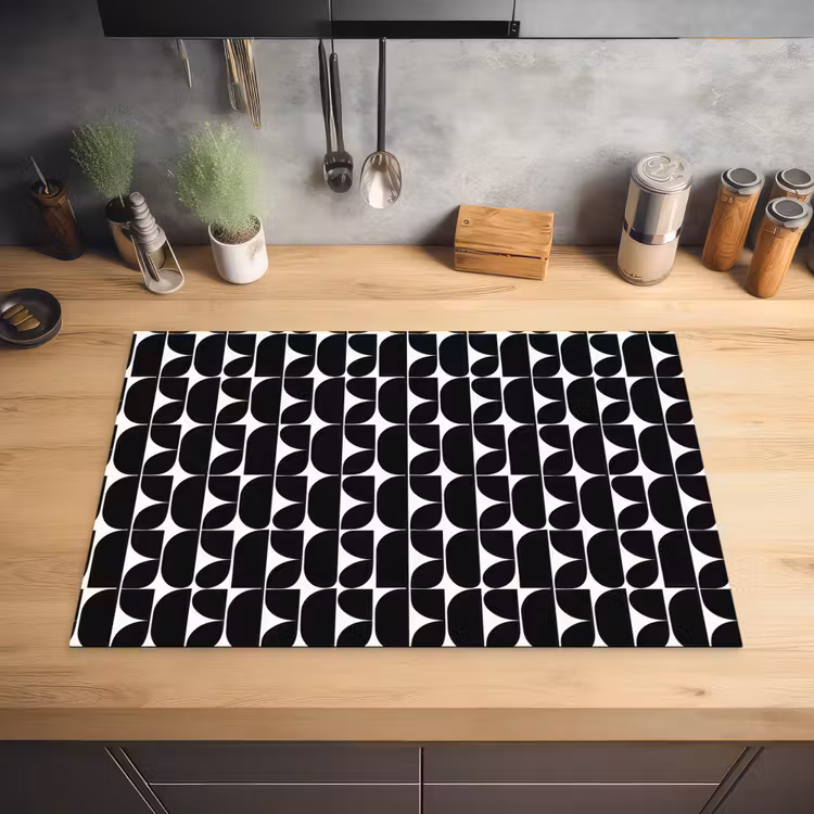 Modern - Geometrisch - Zwart Inductie beschermer vinyl 3mm klein 276 -sfeer5