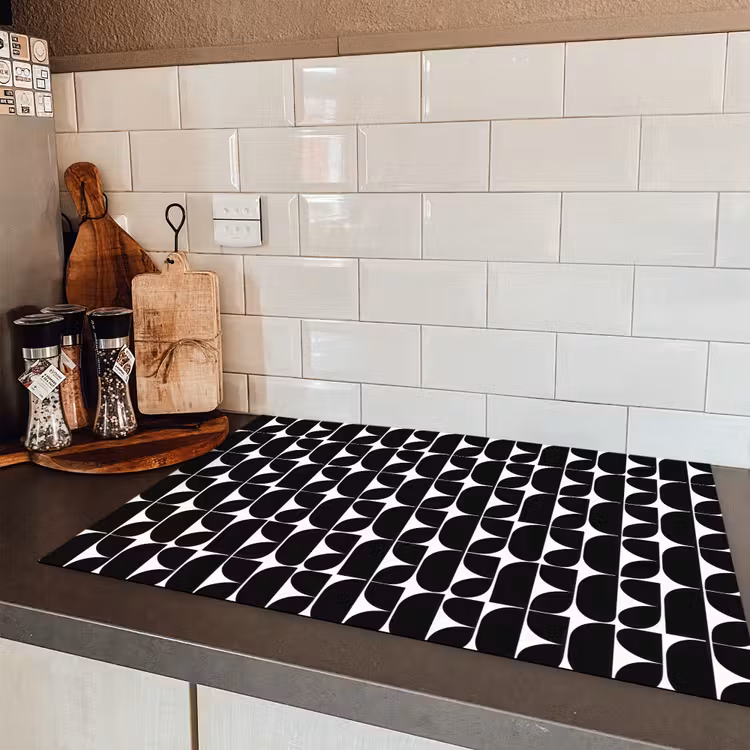 Modern - Geometrisch - Zwart Inductie beschermer vinyl 3mm klein 276 -sfeer3
