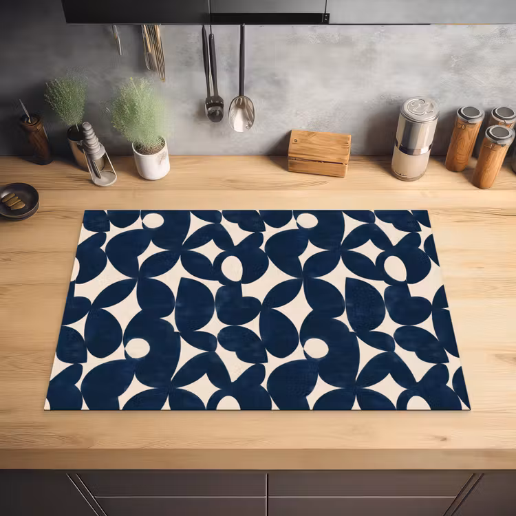 Modern - Geometrisch - Blauw Inductie beschermer vinyl 3mm klein 276 -sfeer5