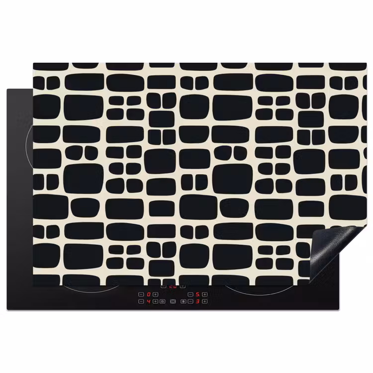 Modern - Organisch - Zwart Inductie beschermer vinyl 3mm klein 276 -3d