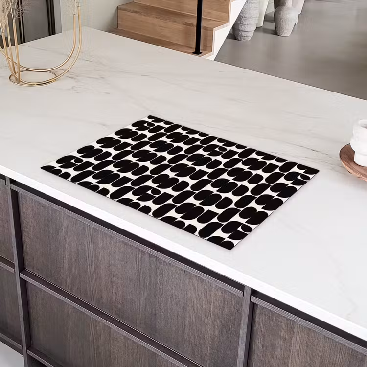 Modern - Patroon - Zwart Inductie beschermer vinyl 3mm klein 276 -sfeer8