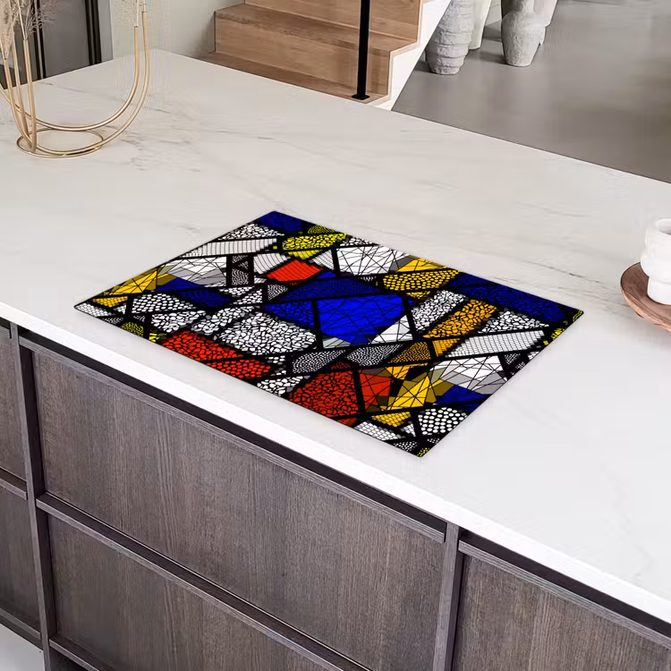 Mondriaan - Glas in lood - Oude Meesters - Kunstwerk - Abstract - Schilderij Inductie beschermer vinyl 3mm klein -sfeer8