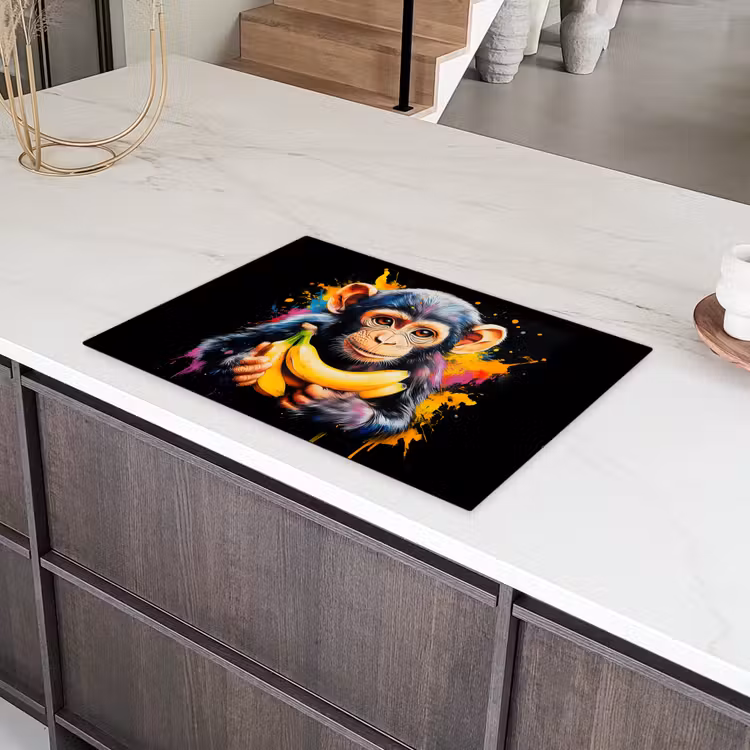 Aap - Graffiti - Kleurrijk - Bananen - Modern Inductie beschermer vinyl 3mm klein -sfeer8