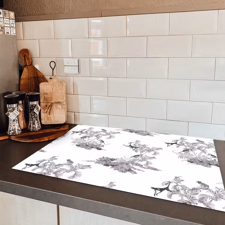 Aap - Oerwoud - Grijs Inductie beschermer vinyl 3mm klein 276 -sfeer3
