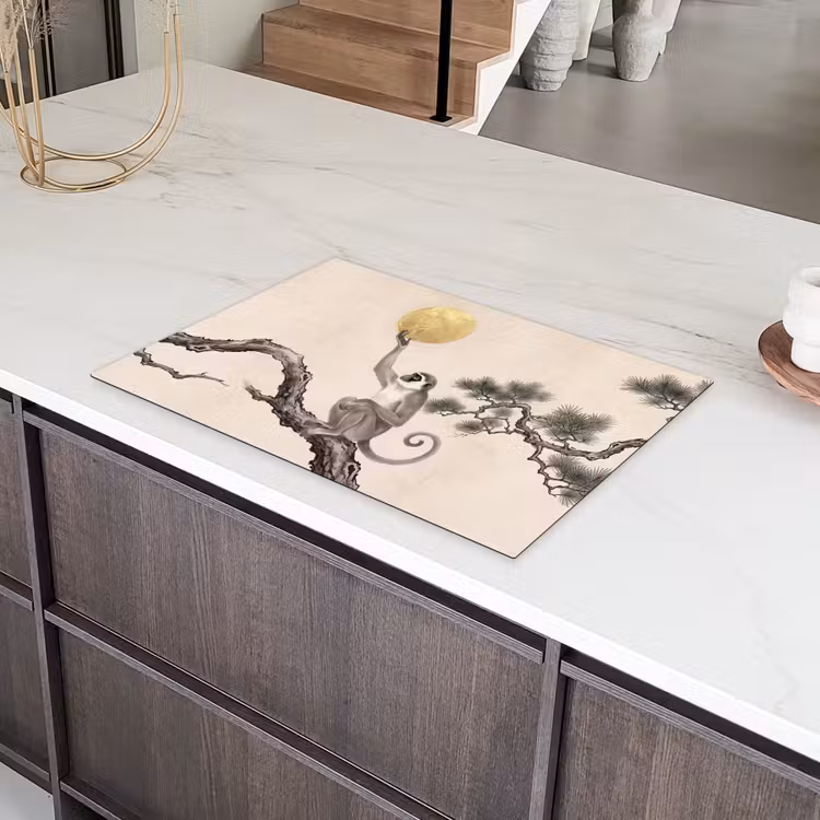 Aap - Maan - Goud Inductie beschermer vinyl 3mm klein -sfeer8