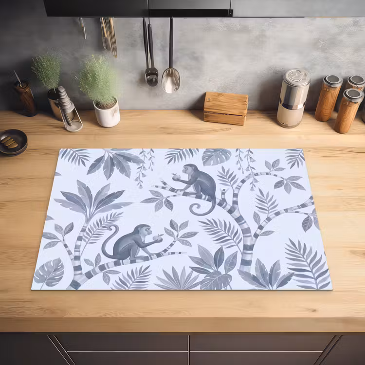 Aap - Boom - Bladeren - Jungle - Illustratie Inductie beschermer vinyl 3mm klein -sfeer5