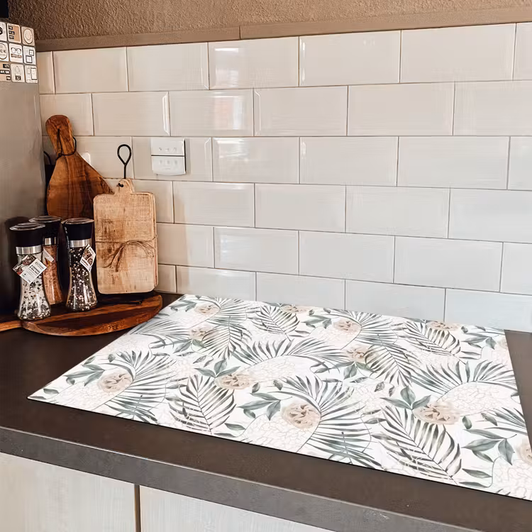 Monstera - Palmblad - Jungle - Tropisch Inductie beschermer vinyl 3mm klein -sfeer3