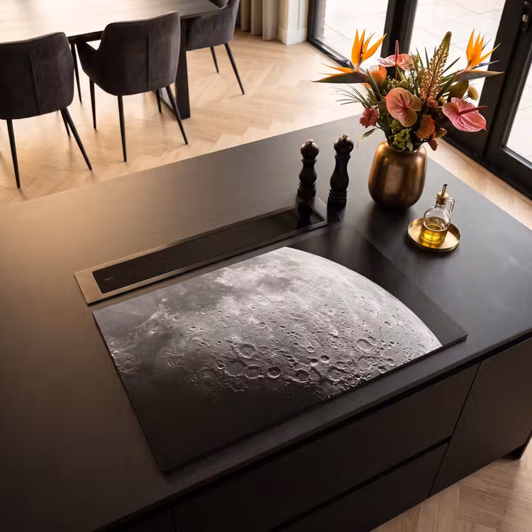 Induction Hob Cover - Moon - Craters - Space - Maan - Kraters - Ruimte Inductie beschermer vinyl 3mm klein