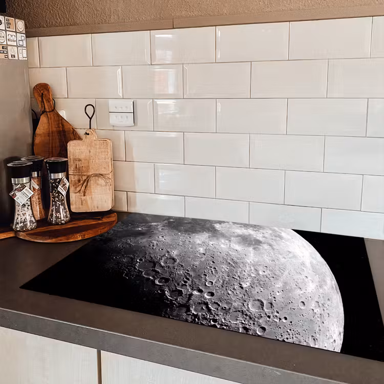 Induction Hob Cover - Moon - Craters - Space - Maan - Kraters - Ruimte Inductie beschermer vinyl 3mm klein