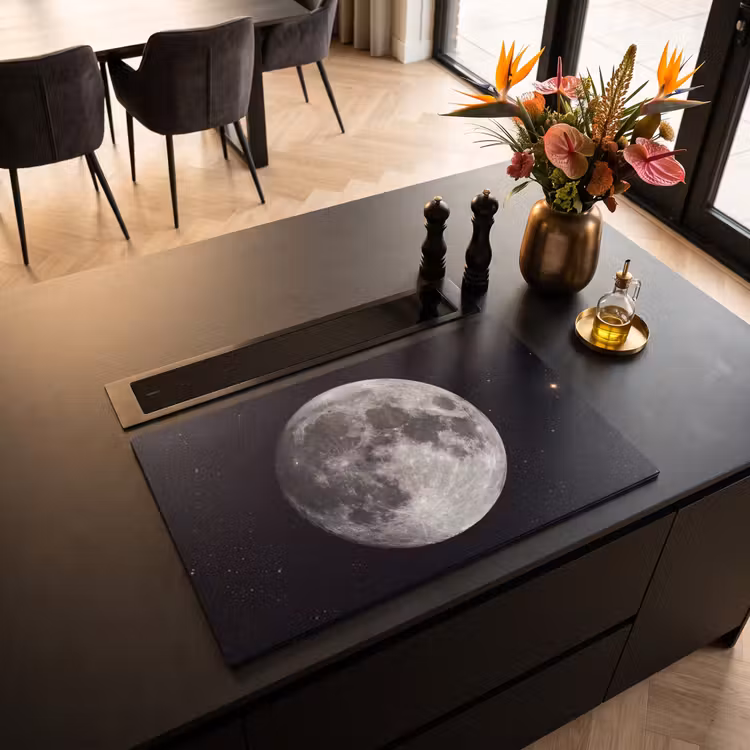 Induction Hob Cover - Moon - Stars - Space - Maan - Sterren - Ruimte Inductie beschermer vinyl 3mm klein