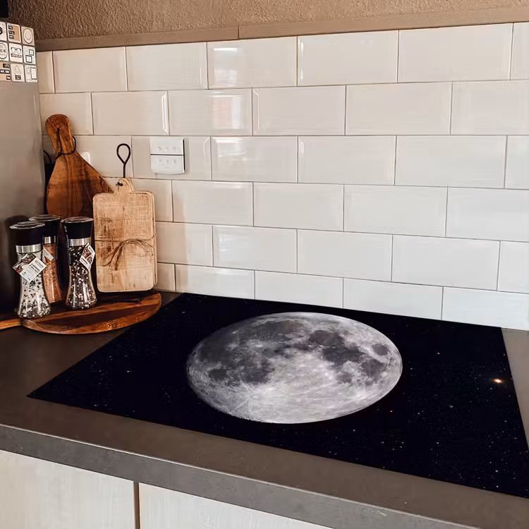 Induction Hob Cover - Moon - Stars - Space - Maan - Sterren - Ruimte Inductie beschermer vinyl 3mm klein