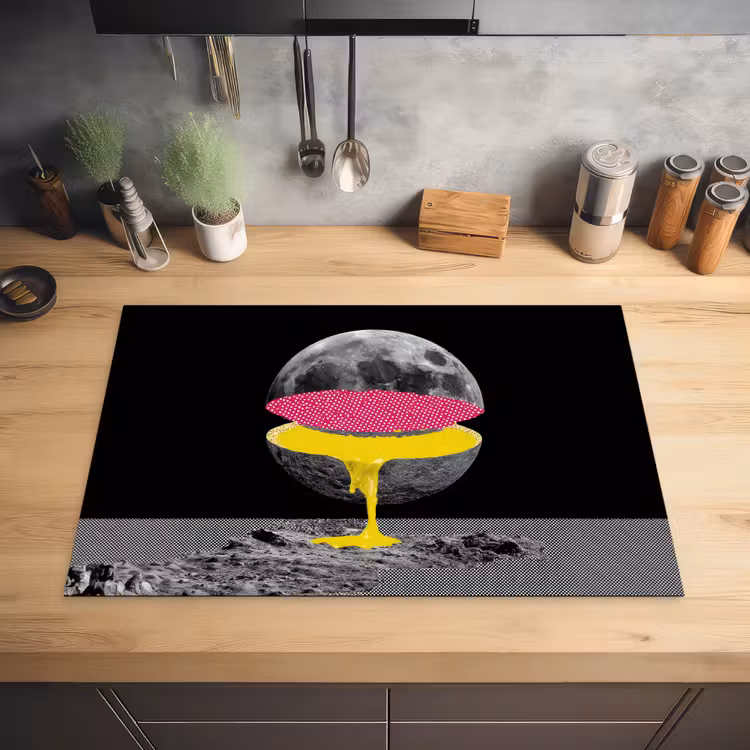 Maan - Geel - Roze - Zwart Inductie beschermer vinyl 3mm klein -sfeer5