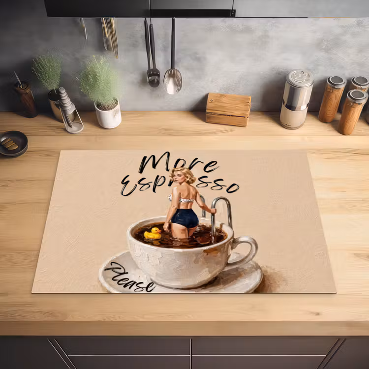 More espresso - Koffie - Eend Inductie beschermer vinyl 3mm klein -sfeer5