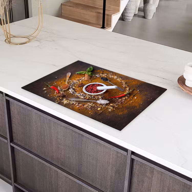 Vijzel - Kruiden - Lepels - Specerijen - Bruin - Peper Inductie beschermer vinyl 3mm klein -sfeer8