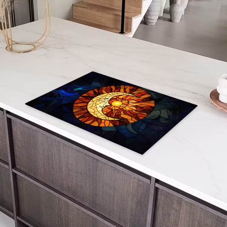 Mozaïek - Glas - Maan - Donkerblauw Inductie beschermer vinyl 3mm klein -sfeer8