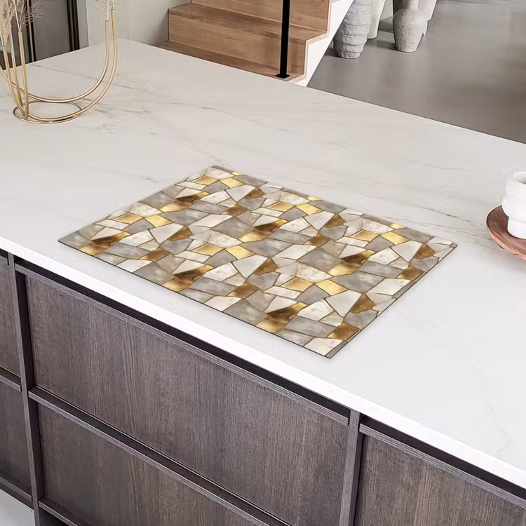 Mozaïek - Marmer - Goud Inductie beschermer vinyl 3mm klein 276 -sfeer8