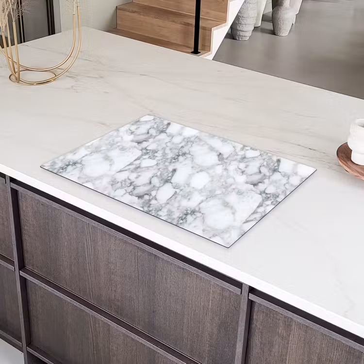 Mozaïek - Marmer - Wit - Onregelmatig Inductie beschermer vinyl 3mm klein 276 -sfeer8