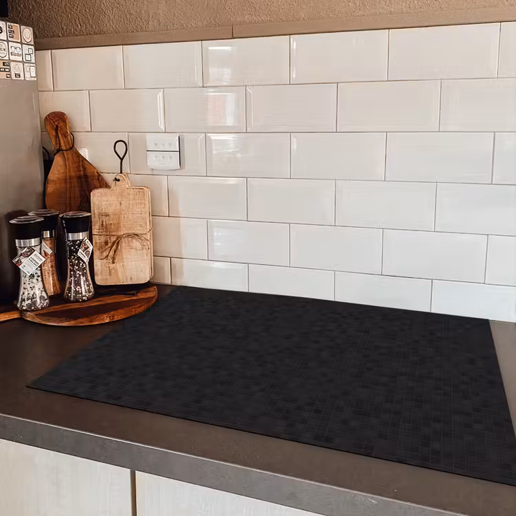 Mozaïek - Patroon - Antraciet - Zwart Inductie beschermer vinyl 3mm klein 276 -sfeer3