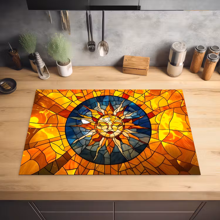 Mozaïek - Zon - Geel - Cirkel Inductie beschermer vinyl 3mm klein -sfeer5