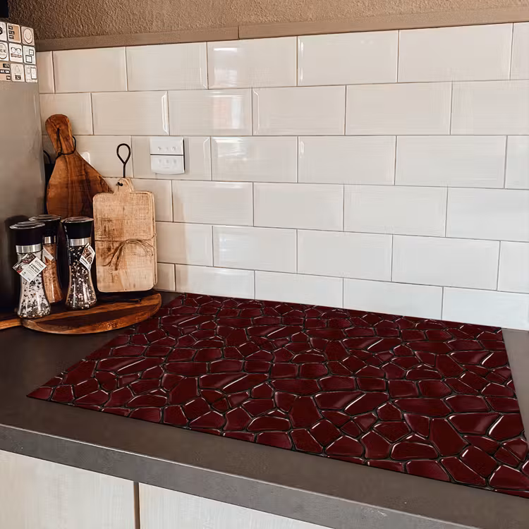 Mozaïek - Tegel - Bordeauxrood Inductie beschermer vinyl 3mm klein 276 -sfeer3