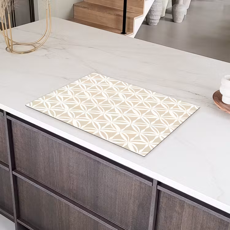 Motief - Modern - Beige Inductie beschermer vinyl 3mm klein 276 -sfeer8