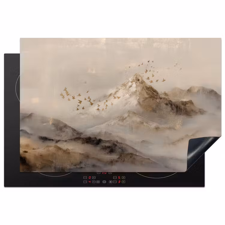 Berglandschap - Mist - Penseelstreken Inductie beschermer vinyl 3mm klein -3d
