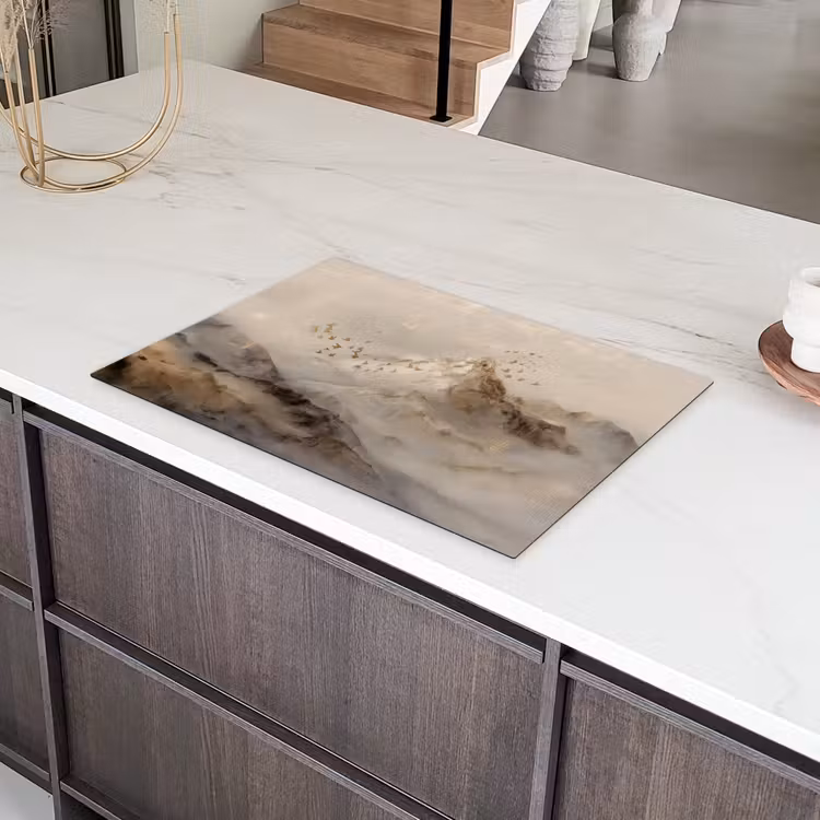 Berglandschap - Mist - Penseelstreken Inductie beschermer vinyl 3mm klein -sfeer8