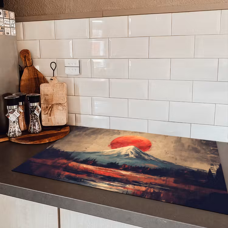 Bergtop - Sneeuw - Zon Inductie beschermer vinyl 3mm klein -sfeer3