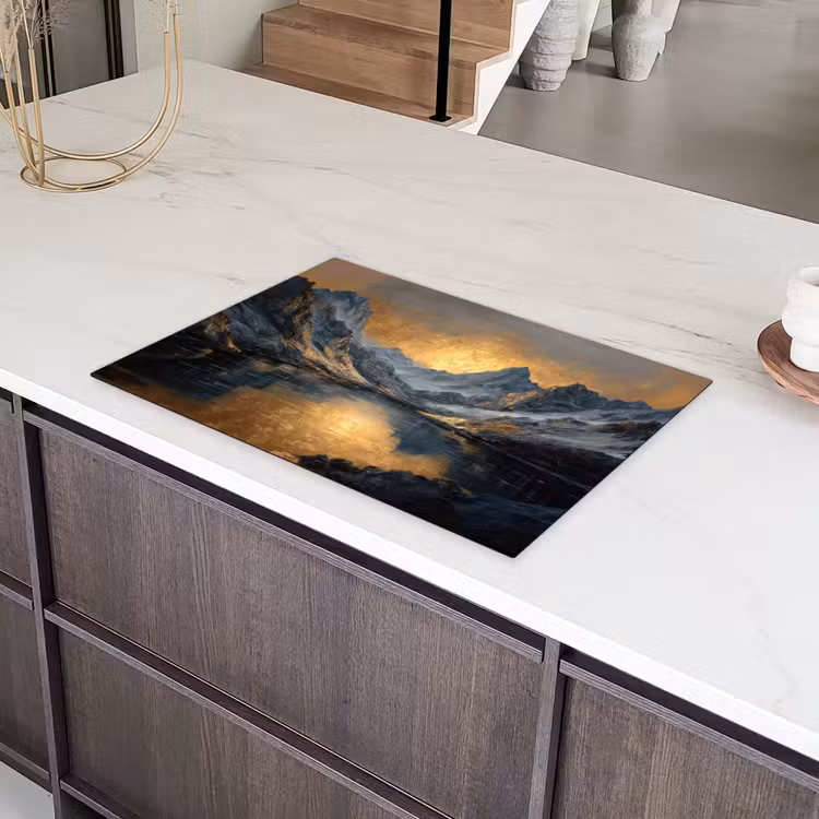 Berglandschap met Gouden Zonsondergang Inductie beschermer vinyl 3mm klein -sfeer8