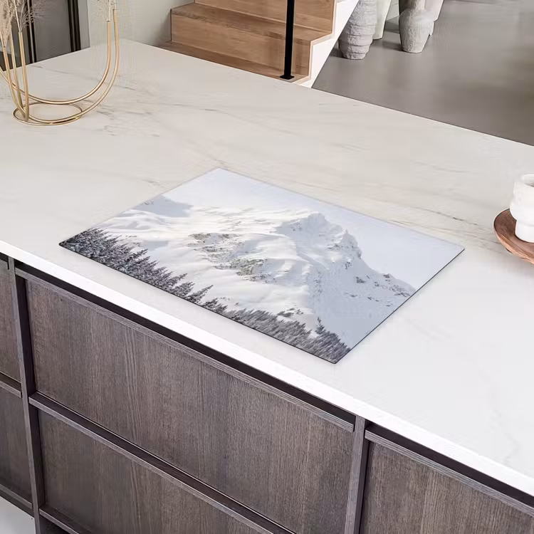 Berg - Sneeuw - Winter - Natuur - Wit Inductie beschermer vinyl 3mm klein -sfeer8