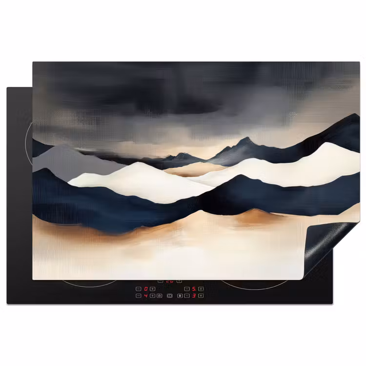 Bergen - Donkerblauw - Landschap Inductie beschermer vinyl 3mm klein -3d