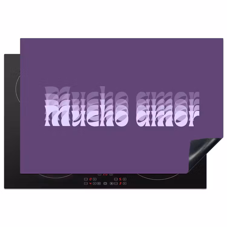 Mucho amor - Paars - Grafisch Inductie beschermer vinyl 3mm klein -3d