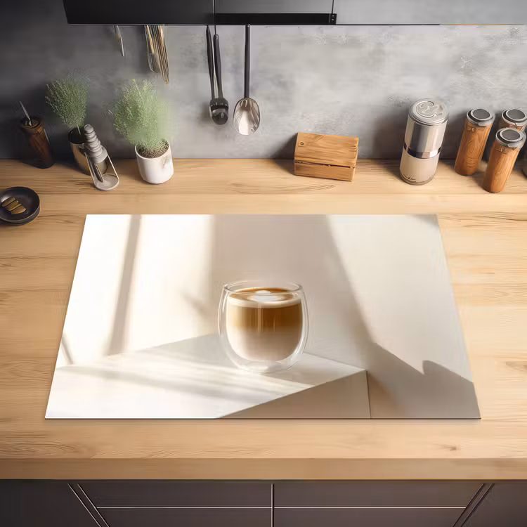 Mok - Latte - Minimalistisch - Schaduw Inductie beschermer vinyl 3mm klein -sfeer5