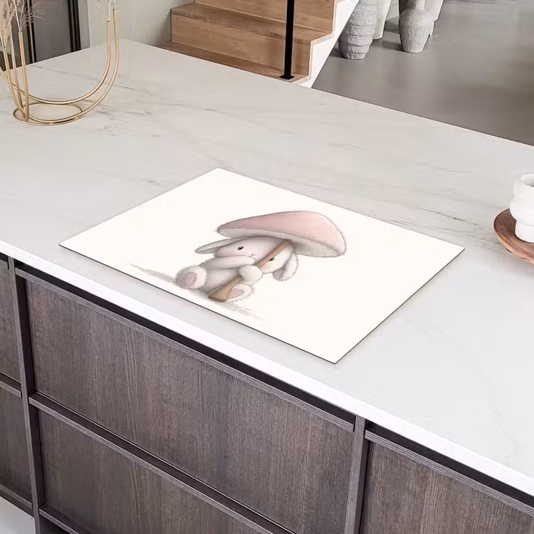 Paddenstoel - Konijn - Roze Inductie beschermer vinyl 3mm klein -sfeer8