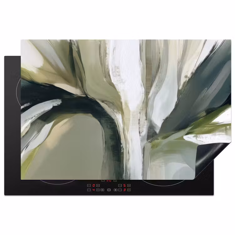 Natuur - Abstract - Groen - Penseelstreken Inductie beschermer vinyl 3mm klein -3d